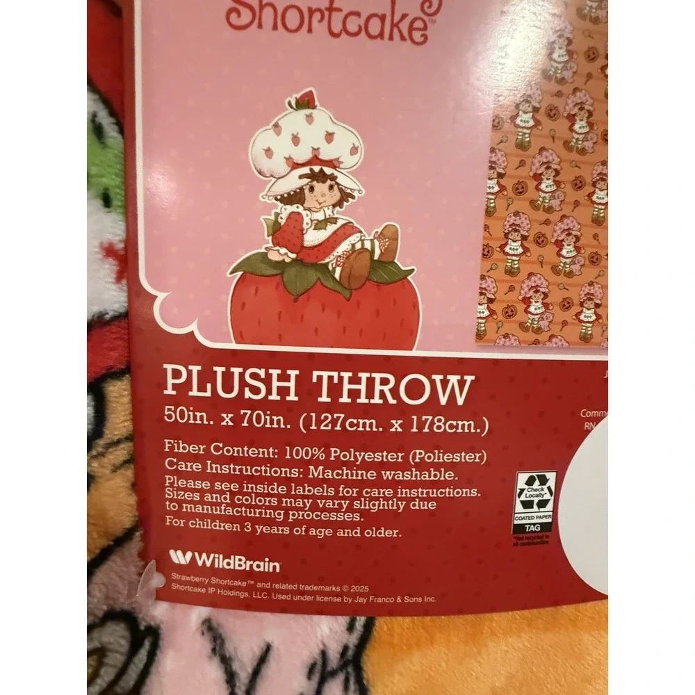 STRAWBERRY SHORTCAKE Orange Halloween Plush Throw Blanket 50x70 NWT